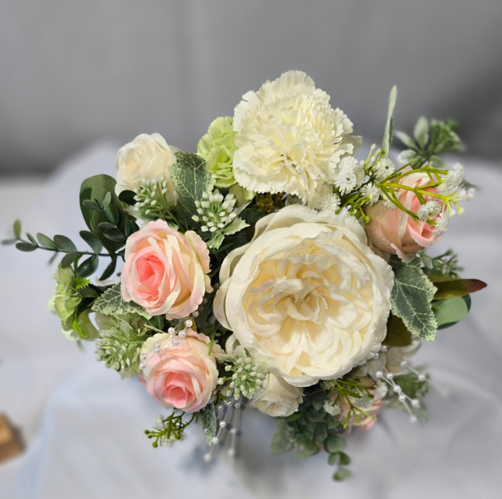 Blush & Ivory Bridesmaid Bouquet Ready-Made Faux Wedding Bouquet