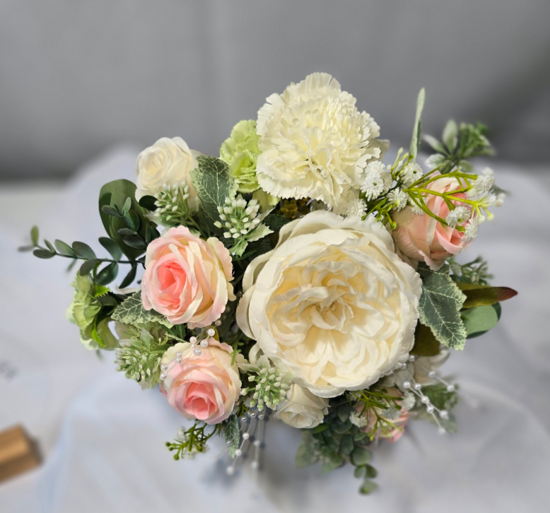 Blush & Ivory Bridesmaid Bouquet Ready-Made Faux Wedding Bouquet