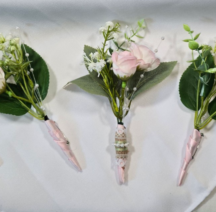 Blush & Ivory Buttonhole | Ready-Made Faux Wedding Buttonhole