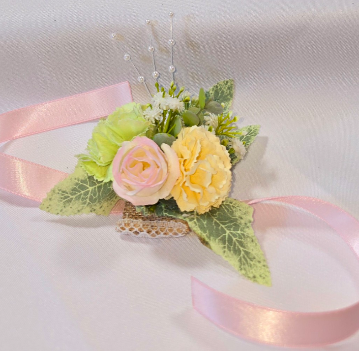 Blush & Ivory Ribbon Corsage | Ready-Made Faux Wedding Corsage