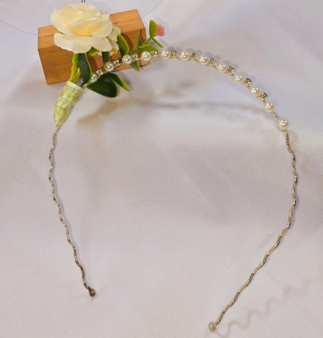 Sage Green & Pearl Flower Headband | Ready-Made Floral Headband